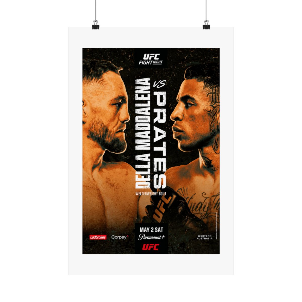 UFC Fight Night: Della Maddalena vs Prates Autographed Event Poster - alternate angle 2, merchandise