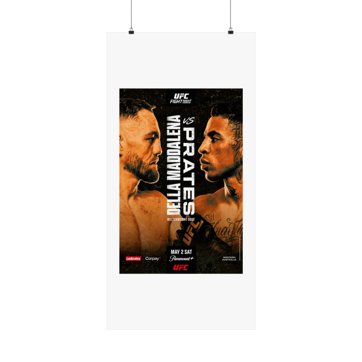 UFC Fight Night: Della Maddalena vs Prates Autographed Event Poster - alternate angle 1, merchandise