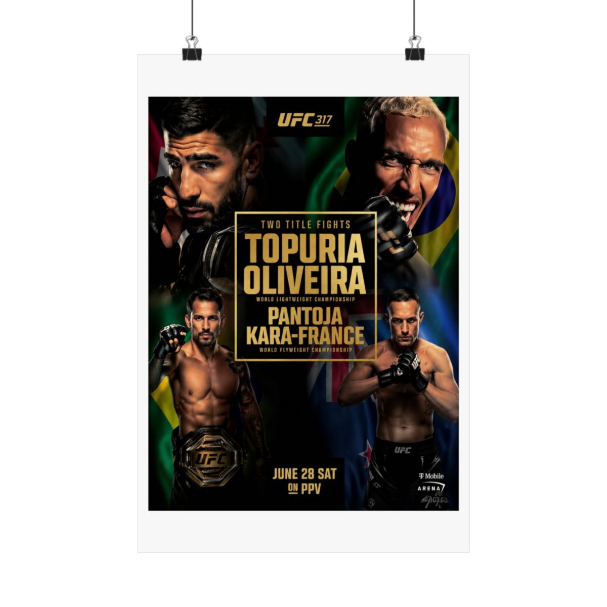UFC 317 Fight Poster: Topuria vs Oliveira, Pantoja vs Kara-France - Official Posters & Wall Art merchandise