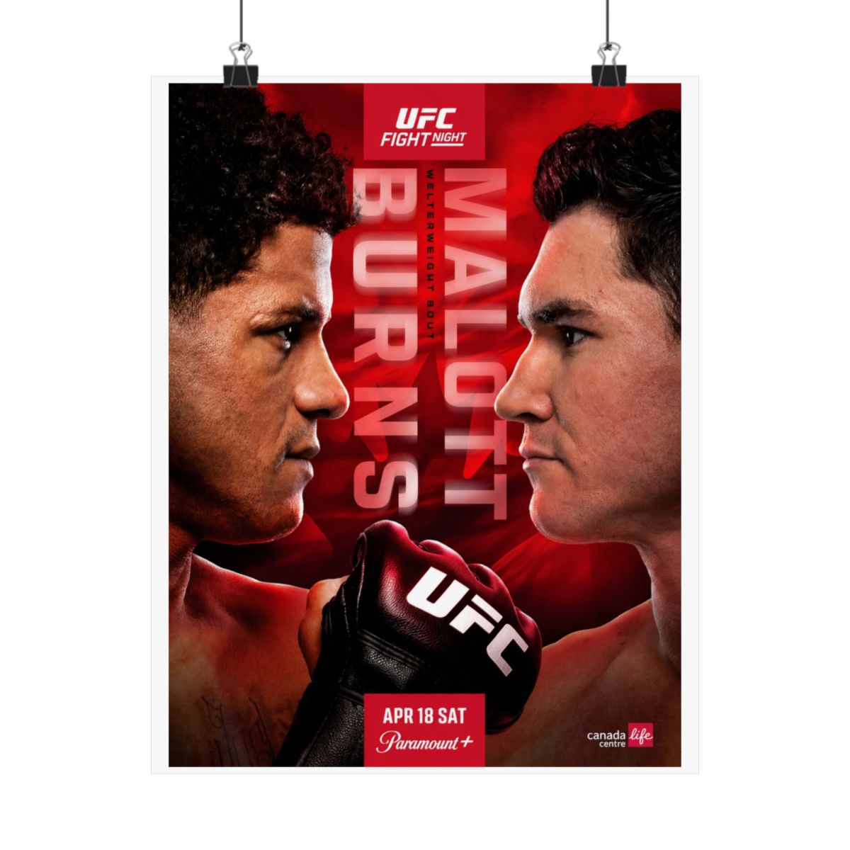 UFC Fight Night: Burns vs Malott First Edition Autographed Event Poster - alternate angle 1, merchandise