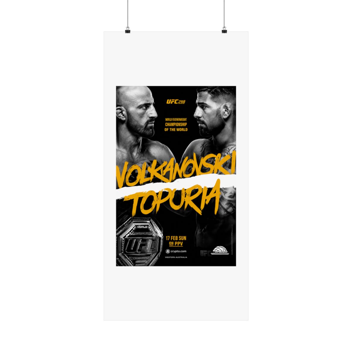 UFC 298 Alexander Volkanovski Vs. Ilia Topuria Featherweight Championship Title Whittaker Costa Fight Poster Ultimate Fighting Greatest - Official Posters & Wall Art merchandise
