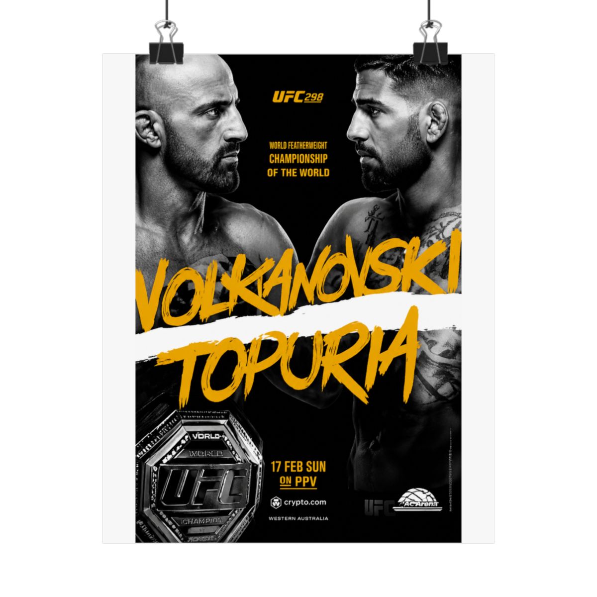 UFC 298 Alexander Volkanovski Vs. Ilia Topuria Featherweight Championship Title Whittaker Costa Fight Poster Ultimate Fighting Greatest