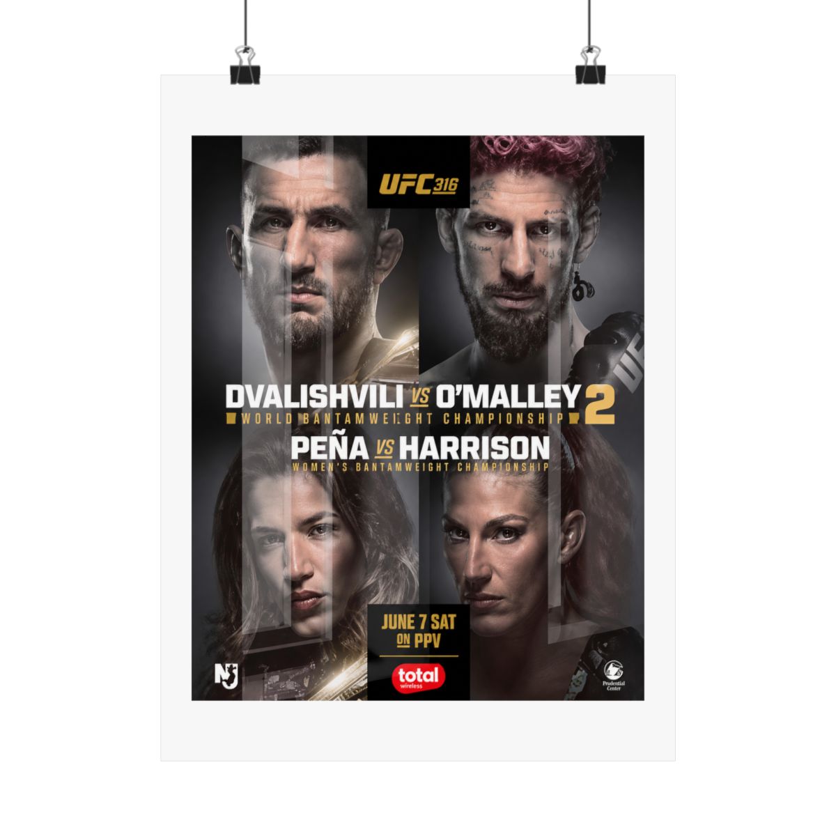 UFC 316 Poster: Dvalishvili vs O&;Malley 2, Peña vs Harrison - MMA Wall Art - alternate angle 3, merchandise
