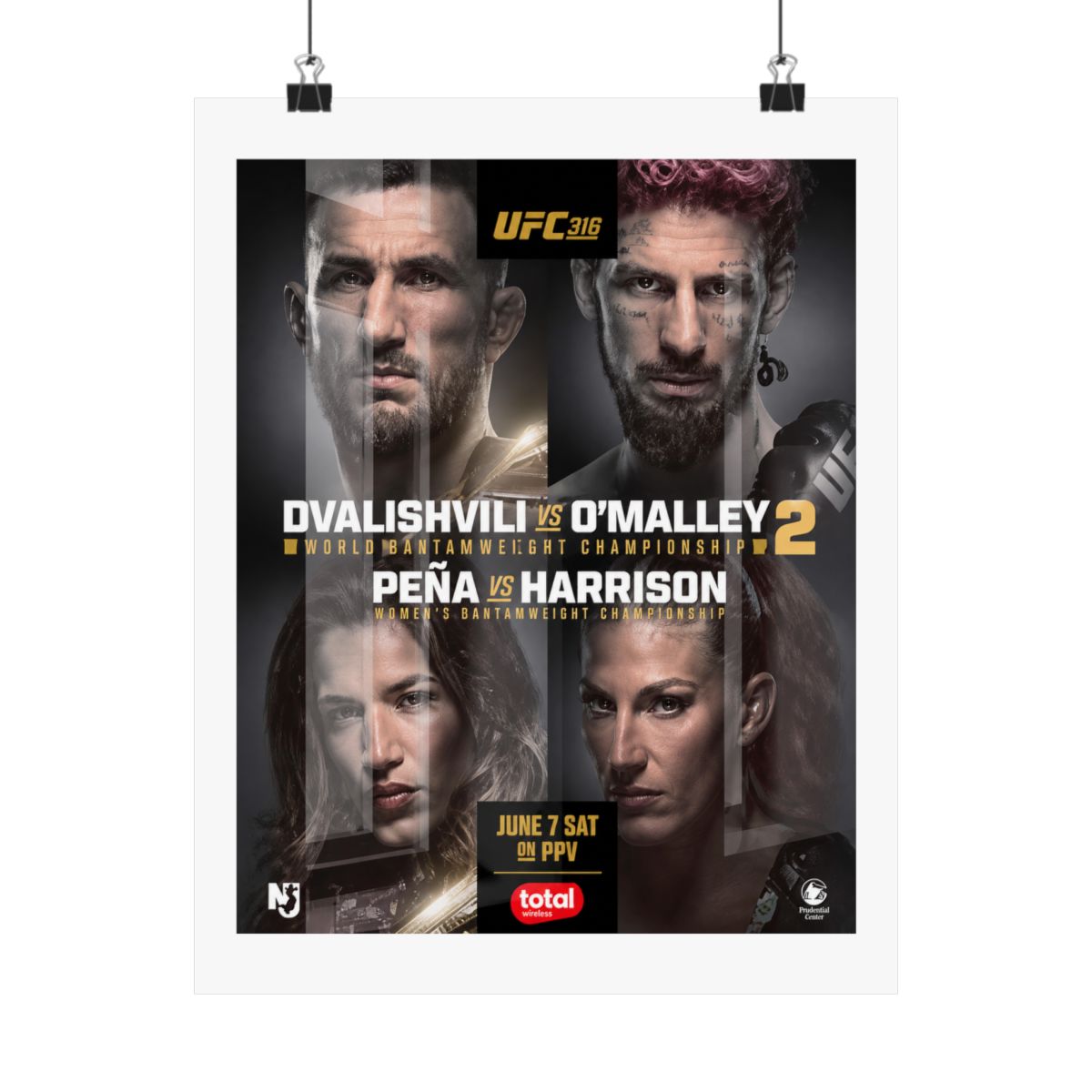 UFC 316 Poster: Dvalishvili vs O&;Malley 2, Peña vs Harrison - MMA Wall Art - alternate angle 2, merchandise